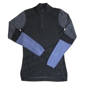Smartwool Intraknit Thermal Merino Quarter Zip Base Layer Womens Large Black